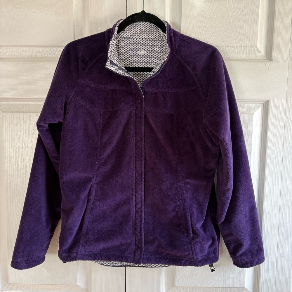 Peter Millar Wind Reversible Golf Jacket Coat Purple Fleece Zip Up Athletic M